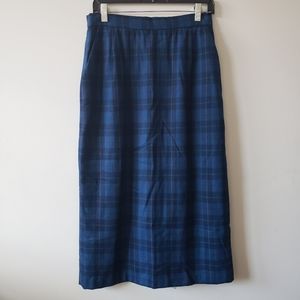 Savant Vintage Long Plaid Wool Skirt